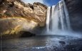 скалы, водопад, радуга, склоны, исландия, скогафосс, антон ростовский, водопад скоугафосс