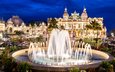 фонтан, здание, опера, монако, монте-карло