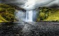 водопад, исландия, скоугафосс, водопад скоугафосс