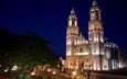 ночь, церковь, мексика, сан-франциско-де-кампече