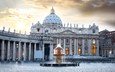 фонтан, италия, здания, ватикан, собор святого петра