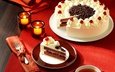 шоколад, сладкое, торт, десерт, пирожное, свечки, крем