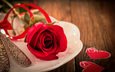 цветок, роза, сердечки, день святого валентина, сервировка