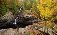река, скалы, природа, лес, водопад, осень