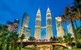 город, небоскребы, башни, здания, малайзия, куала-лумпур, башни петронас