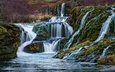 природа, водопад, долина, исландия, hraunfossar, хрёйнфоссар, водопад хрейнфоссар