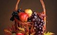 листья, виноград, фрукты, яблоки, натюрморт, груши, груши.
