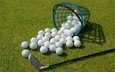 gras, hockeyschläger, golf, korb, bälle, мячик для гольфа