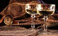 новый год, часы, ткань, вино, бокалы, шампанское