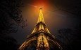 башня, париж, франция, эйфелева башня, ночь небо