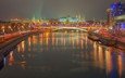 река, москва, кремль, мост, город, россия, сумерки, столица, городской пейзаж