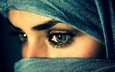 глаза, девушка, портрет, взгляд, лицо, восток, чадра, крупным планом, хиджаб, мусульманка