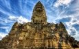 небо, облака, храм, азия, камбоджа, ангкор ват, ангкор