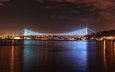 ночь, мост, город, турция, стамбул, босфорский мост
