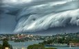 облака, город, австралия, циклон, брисбен