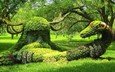 природа, дерево, парк, креатив, растение, скульптуры, газон, ботанический сад