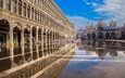 отражение, собор, венеция, италия, дворец, doges palace, st. marks basilica