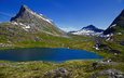 озеро, горы, природа, пейзаж, норвегия