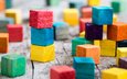 разноцветные, цвет, кубики, building blocks