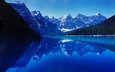 озеро, горы, природа, отражение, пейзаж, канада, озеро морейн