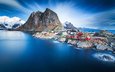 горы, пейзаж, море, городок, норвегия, лофотенские острова, фьорд, селение, ilhan eroglu