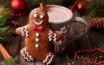 новый год, украшения, корица, праздники, чашка, рождество, печенье, какао, горячий шоколад, пряники, пряничный человечек