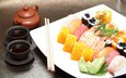 палочки, соус, суши, роллы, морепродукты, японская кухня