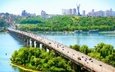 река, природа, мост, город, украина, киев, столица, днепр