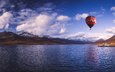 небо, вода, озеро, горы, холмы, природа, пейзаж, море, горизонт, исландия, воздушный шар, фьорд, рейдарфьордюр
