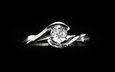 кольцо, черный фон, бриллиант, ювелирные изделия, драгоценный камень