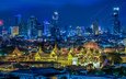 ночь, огни, панорама, дома, праздник, таиланд, бангкок, фестиваль