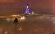 утро, туман, город, башня, нью-йорк, небоскрёб, нью - йорк, empire state