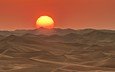 солнце, закат, пейзаж, пустыня, бархан, оаэ, абу-даби, закат в пустыне