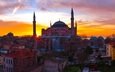 закат, турция, музей, стамбул, собор святой софии