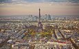 панорама, город, париж, франция, эйфелева башня