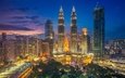 панорама, город, небоскребы, башня, дома, малайзия, куала-лумпур