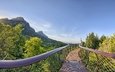 небо, деревья, горы, природа, мост, солнечные лучи, кейптаун, южная африка, kirstenbosch national botanical garden
