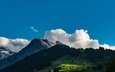 небо, облака, деревья, горы, природа, пейзаж, швейцария