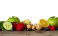 малина, фрукты, яблоки, клубника, лимон, ягоды, черника, огурец, имбирь