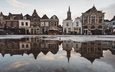 вода, снег, зима, город, архитектура, дворец, здания, голландия