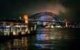 ночь, мост, город, сидней, австралия, городской пейзаж, харбор-бридж, sydney harbour bridge