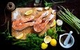 зелень, лимон, лайм, рыба, чеснок, морепродукты, петрушка, специи, спаржа