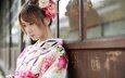 цветы, девушка, взгляд, модель, профиль, волосы, лицо, кимоно, азиатка, восточная, brode十三