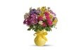 цветы, розы, букет, белый фон, ваза, хризантемы, композиция, астры, альстрёмерия