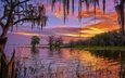небо, облака, деревья, озеро, утро, рассвет, флорида, штат флорида, lake iskapoga, озеро истокпога, лейк-плэсид, lake placid
