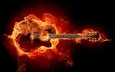 гитара, огонь, струны, рок, гитарный риф