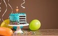 свечи, украшения, воздушные шары, праздник, день рождения, торт