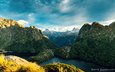 озеро, река, горы, природа, пейзаж, новая зеландия, национальный парк фьордленд, david capellari