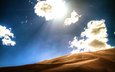 небо, облака, песок, пустыня, дюны, колорадо, солнечный свет