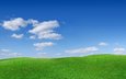 небо, трава, облака, холмы, поле, горизонт
